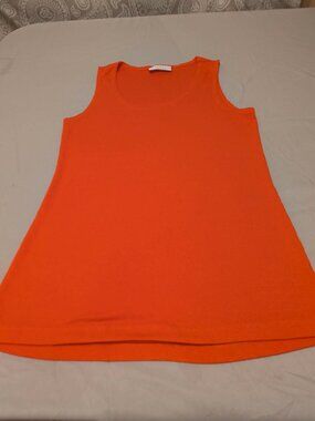 Bryn Walker Tank Tunic Small Orange Sleeveless Longline Top Stretch Minimalist